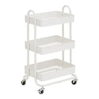 Three Tier White Metal Trolley | Acero