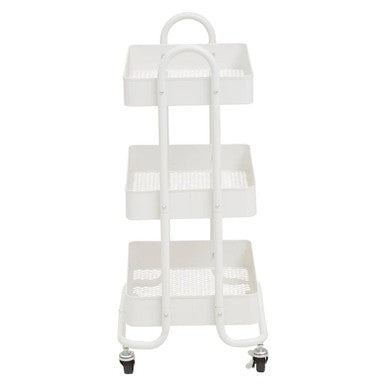Three Tier White Metal Trolley | Acero