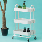 Three Tier White Metal Trolley | Acero