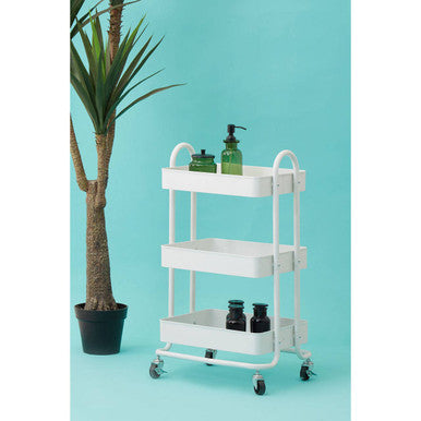 Three Tier White Metal Trolley | Acero