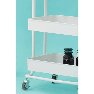 Three Tier White Metal Trolley | Acero