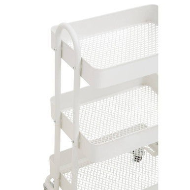 Three Tier White Metal Trolley | Acero