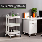 Three Tier White Metal Trolley | Acero