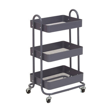 Three Tier Grey Metal Trolley | Acero