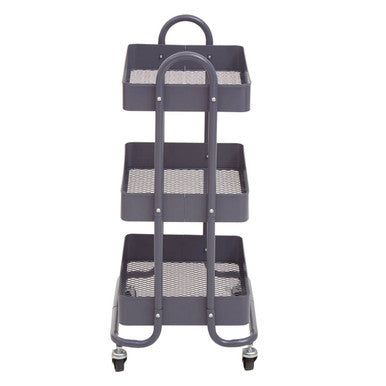Three Tier Grey Metal Trolley | Acero