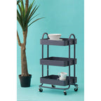 Three Tier Grey Metal Trolley | Acero