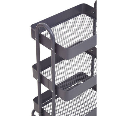 Three Tier Grey Metal Trolley | Acero