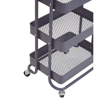 Three Tier Grey Metal Trolley | Acero