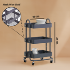 Three Tier Grey Metal Trolley | Acero