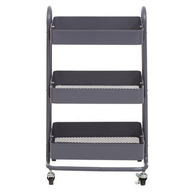 Three Tier Grey Metal Trolley | Acero