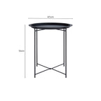 Black Powder Coated Metal Round Side Table with Intersecting Cross Base, Acero | Acero