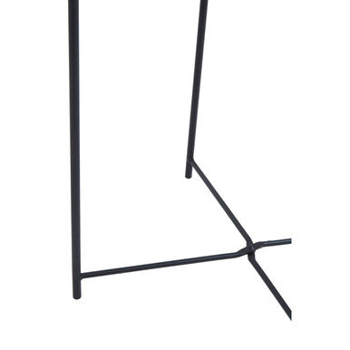 Black Powder Coated Metal Round Side Table with Intersecting Cross Base, Acero | Acero