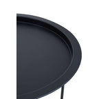 Black Powder Coated Metal Round Side Table with Intersecting Cross Base, Acero | Acero