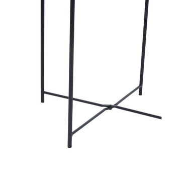 Black Powder Coated Metal Round Side Table with Intersecting Cross Base, Acero | Acero