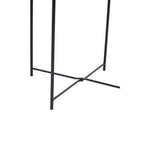 Black Powder Coated Metal Round Side Table with Intersecting Cross Base, Acero | Acero