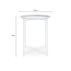 White Powder Coated Metal Round Side Table with Intersecting Cross Base, Acero | Acero