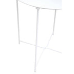 White Powder Coated Metal Round Side Table with Intersecting Cross Base, Acero | Acero