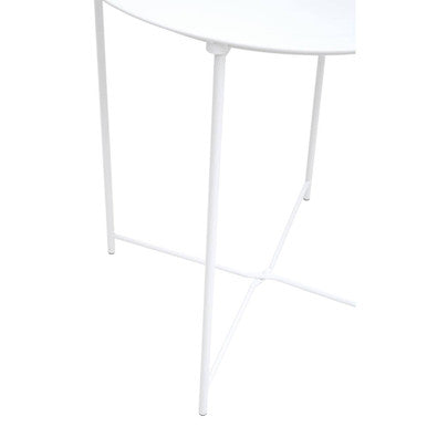 White Powder Coated Metal Round Side Table with Intersecting Cross Base, Acero | Acero