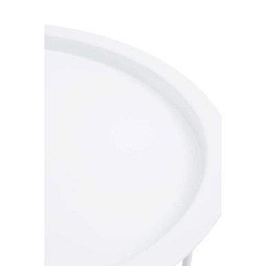 White Powder Coated Metal Round Side Table with Intersecting Cross Base, Acero | Acero