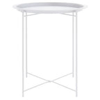White Powder Coated Metal Round Side Table with Intersecting Cross Base, Acero | Acero