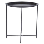 Grey Powder Coated Metal Round Side Table with Intersecting Cross Base, Acero | Acero