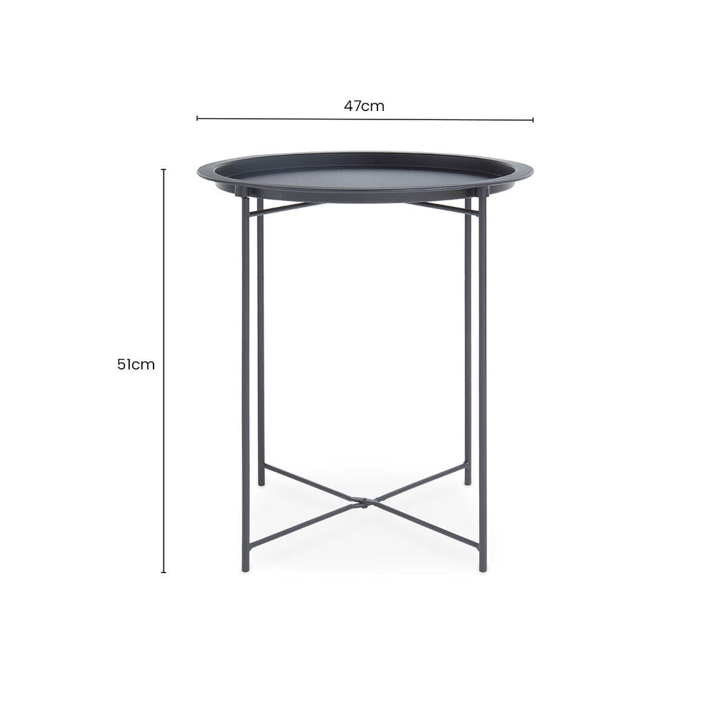 Grey Powder Coated Metal Round Side Table with Intersecting Cross Base, Acero | Acero