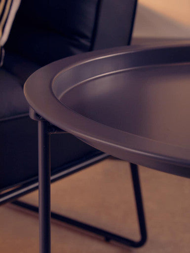 Grey Powder Coated Metal Round Side Table with Intersecting Cross Base, Acero | Acero