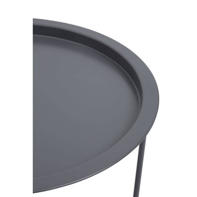 Grey Powder Coated Metal Round Side Table with Intersecting Cross Base, Acero | Acero