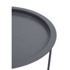 Grey Powder Coated Metal Round Side Table with Intersecting Cross Base, Acero | Acero