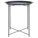 Grey Powder Coated Metal Round Side Table with Intersecting Cross Base, Acero | Acero