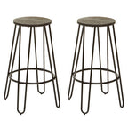 3 Piece Bar Table and Stool Set with Hairpin Legs in Natural Finish | District