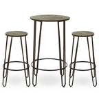 3 Piece Bar Table and Stool Set with Hairpin Legs in Natural Finish | District