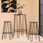 3 Piece Bar Table and Stool Set with Hairpin Legs in Natural Finish | District