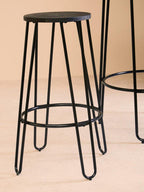 3 Piece Bar Table and Stool Set with Hairpin Legs in Natural Finish | District
