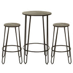 3 Piece Bar Table and Stool Set with Hairpin Legs in Natural Finish | District