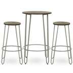 3 Piece Elm Wood Bar Table and Stool Set with Hairpin Legs in Natural Finish | District