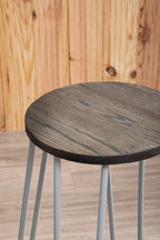3 Piece Elm Wood Bar Table and Stool Set with Hairpin Legs in Natural Finish | District