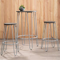 3 Piece Elm Wood Bar Table and Stool Set with Hairpin Legs in Natural Finish | District