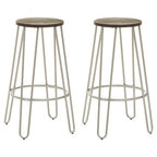 3 Piece Elm Wood Bar Table and Stool Set with Angular Frame in Silver Finish | District