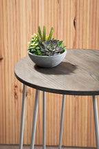 3 Piece Elm Wood Bar Table and Stool Set with Angular Frame in Silver Finish | District