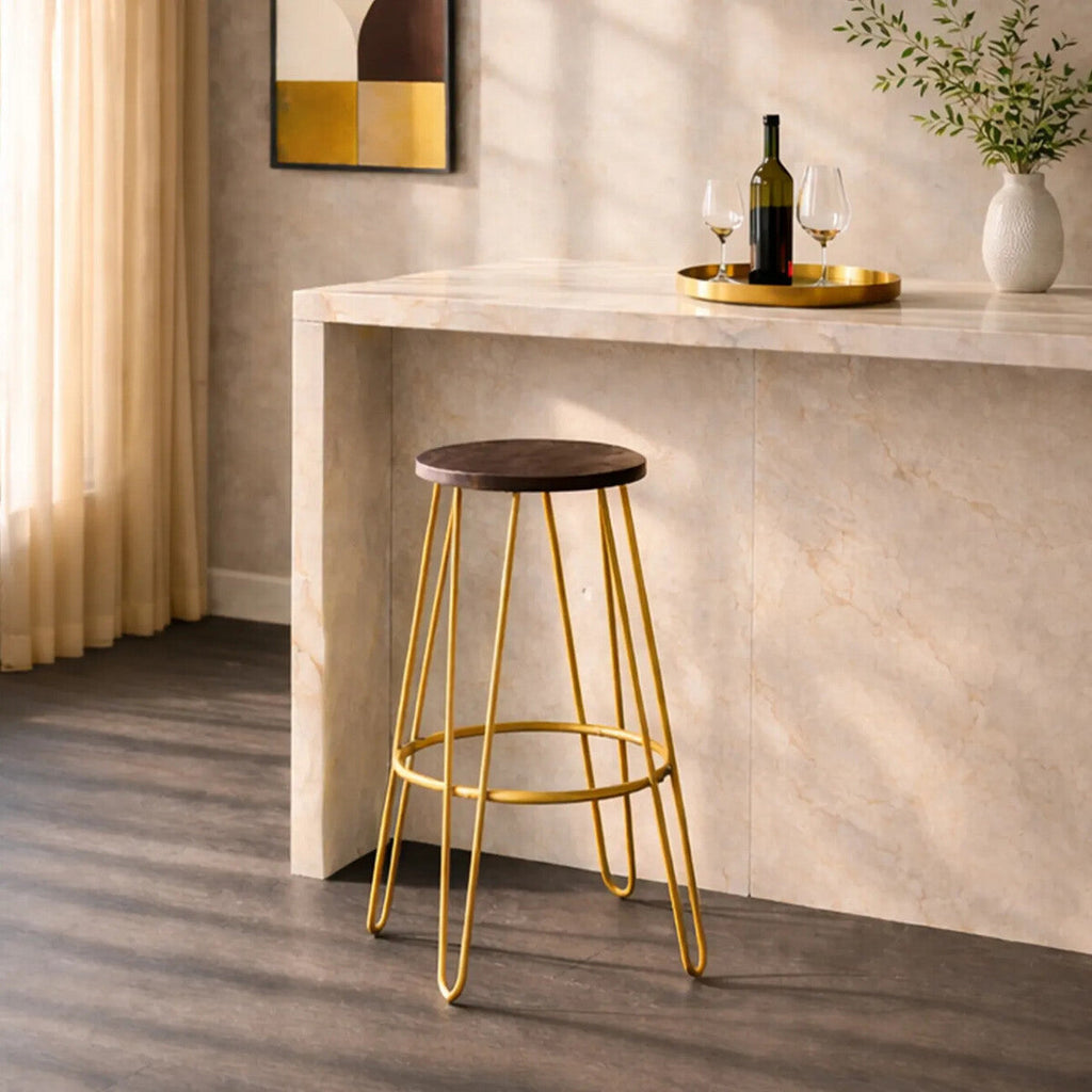Gold Finish Metal Frame Bar Stool | District