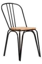 Dining Chair Elm Wood Seat with Black Finish Metal Frame | District