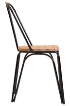 Dining Chair Elm Wood Seat with Black Finish Metal Frame | District