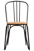 Dining Chair Elm Wood Seat with Black Finish Metal Frame | District