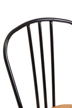 Dining Chair Elm Wood Seat with Black Finish Metal Frame | District