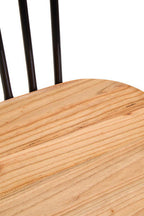 Dining Chair Elm Wood Seat with Black Finish Metal Frame | District