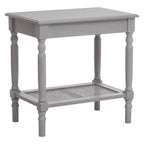 Slate Grey Wooden Side Table with Cane Webbing Detail | Heritage