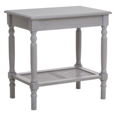 Slate Grey Wooden Side Table with Cane Webbing Detail | Heritage