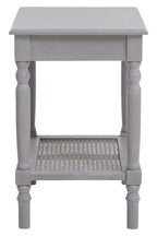 Slate Grey Wooden Side Table with Cane Webbing Detail | Heritage