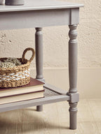 Slate Grey Wooden Side Table with Cane Webbing Detail | Heritage